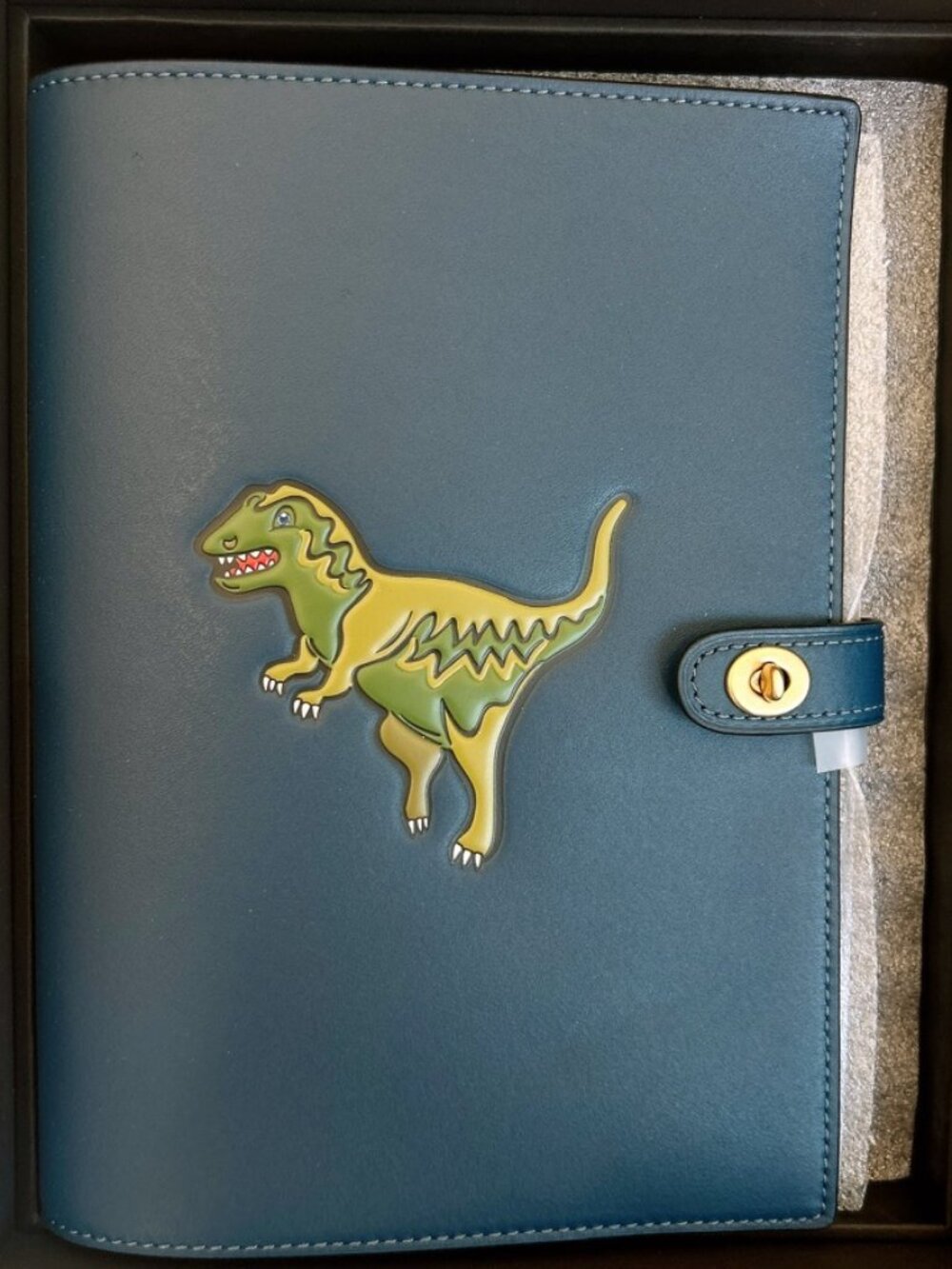 NWT Coach Notebook With Rexy CE928 Brass/Navy Multi In Coach black Box!